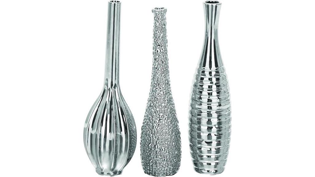 silver ceramic vase set