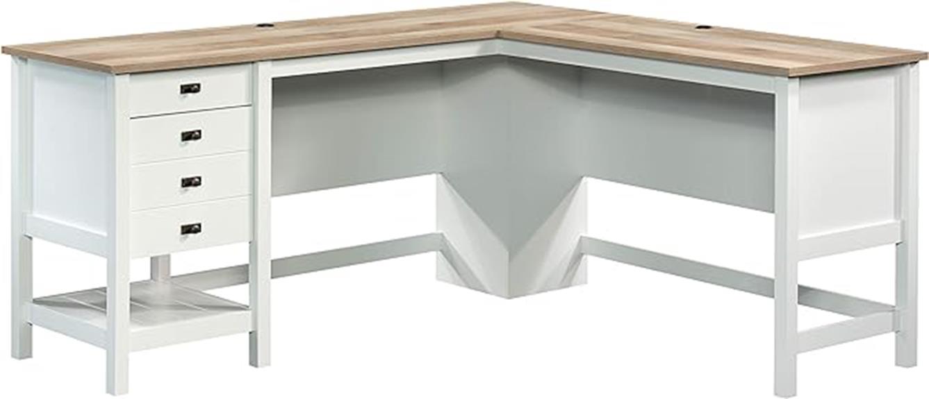 soft white l desk design