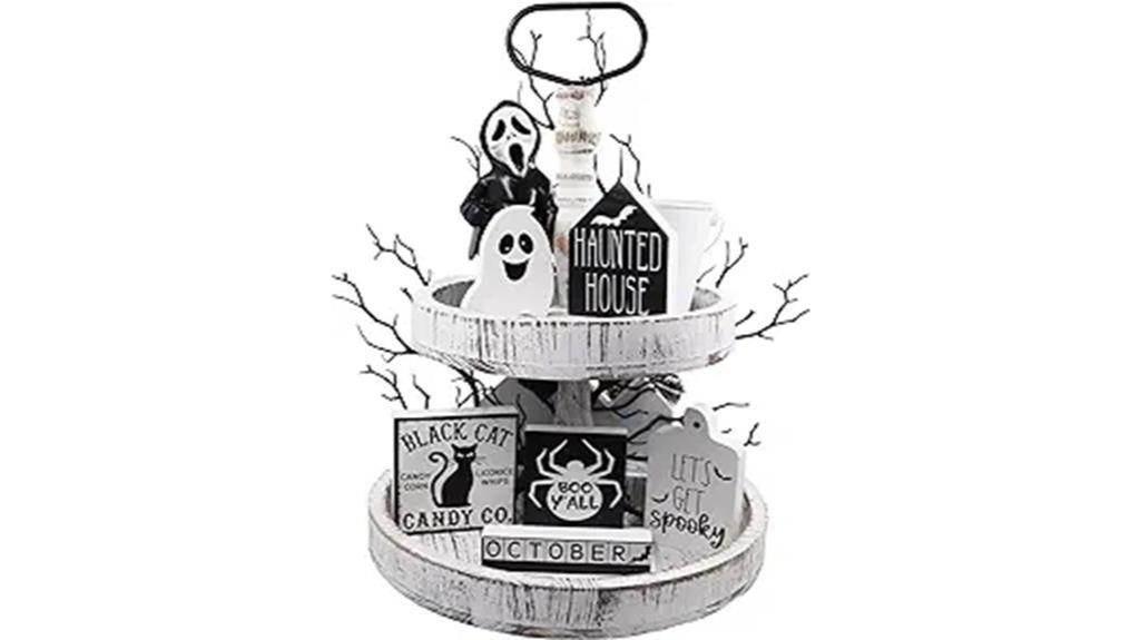 spooky halloween tiered tray