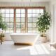 stylish white farmhouse bathroom