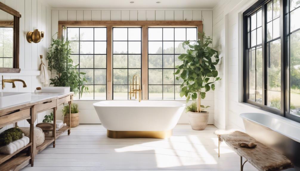 stylish white farmhouse bathroom