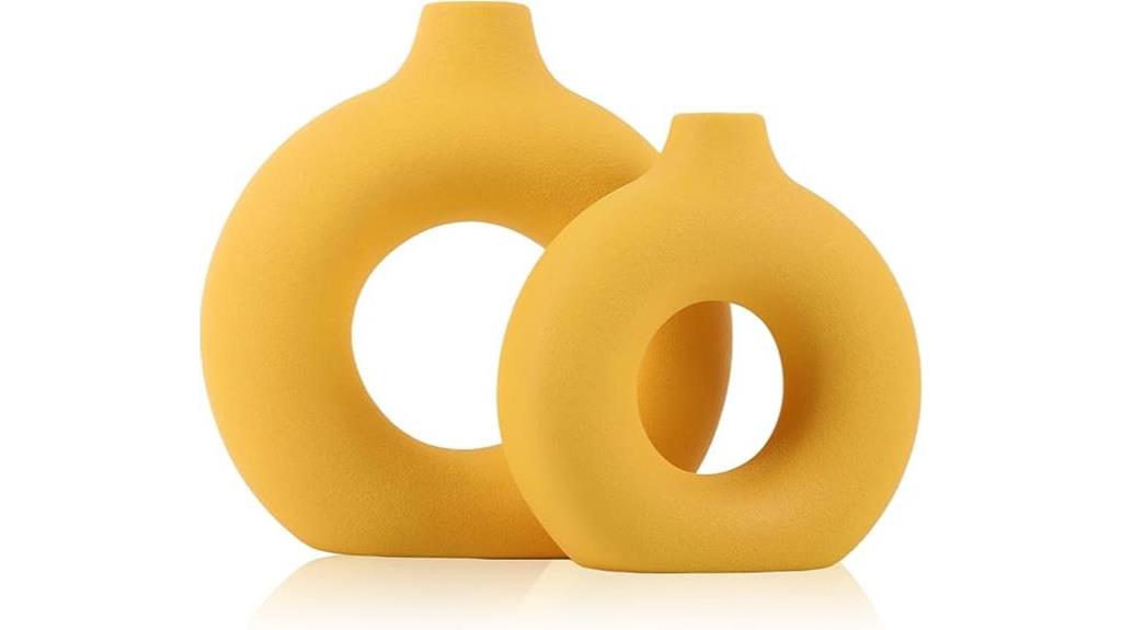 vibrant yellow ceramic vases