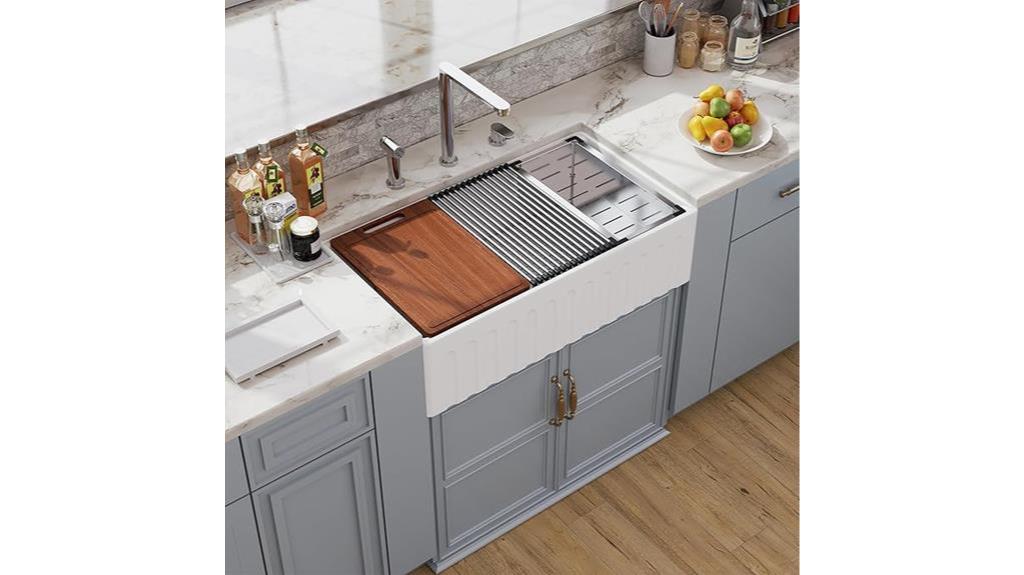 white farmhouse sink 33 inch