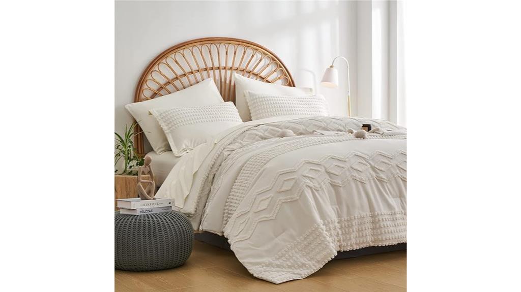 white tufted comforter set