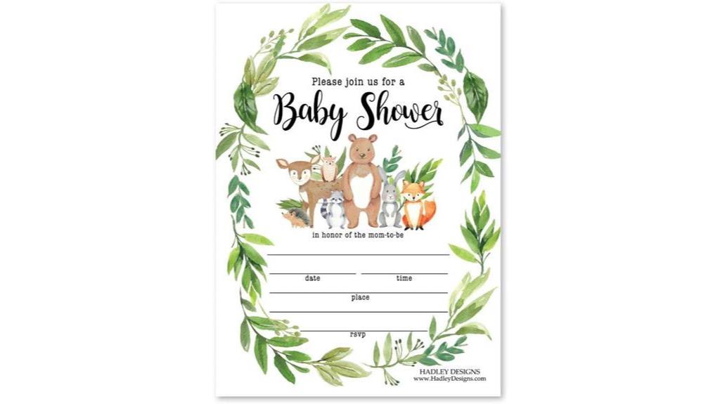 woodland baby shower invitations