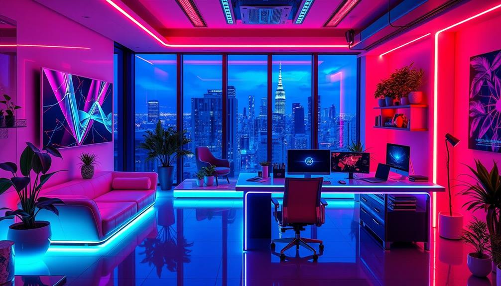 cyberpunk inspired productive home office