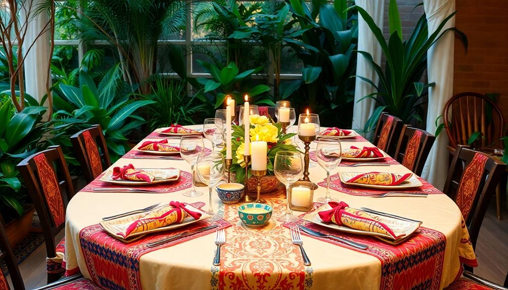 colorful batik table setting