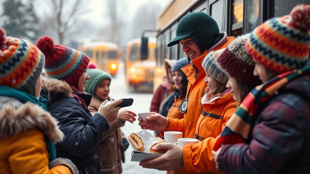 bus driver feeds stranded children
