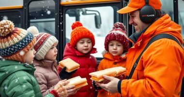 bus driver treats kids