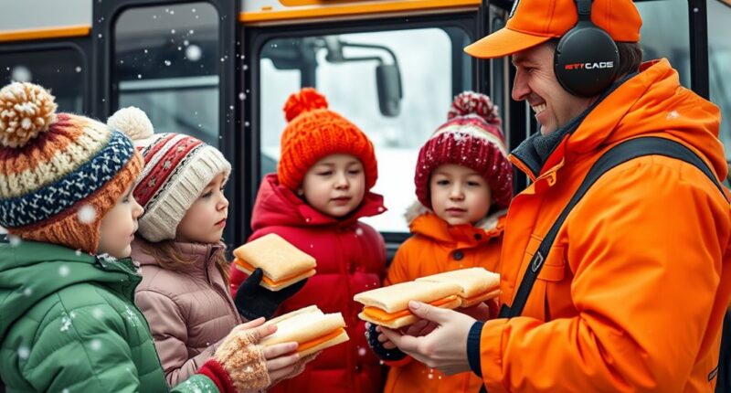 bus driver treats kids