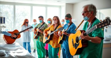 musicians perform in icu