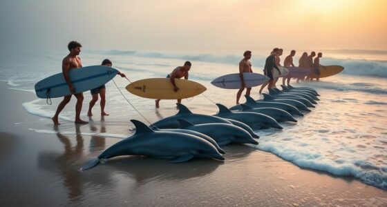 surfers rescue stranded dolphins