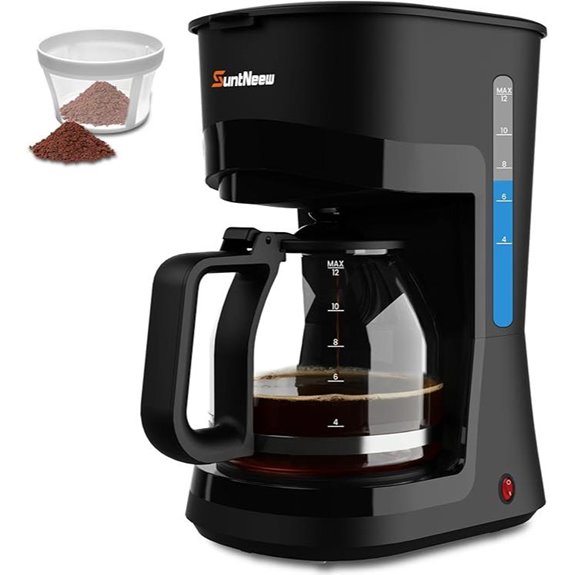 12-Cup Coffee Maker with Glass Carafe and Reusable Filter