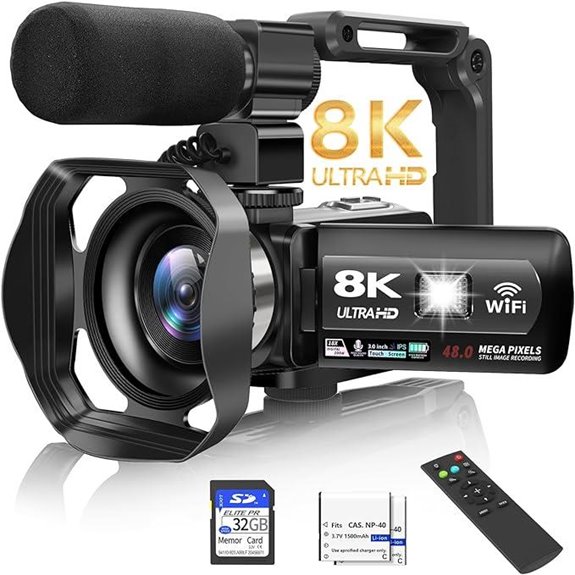 8K Video Camera with Night Vision and Accessories
