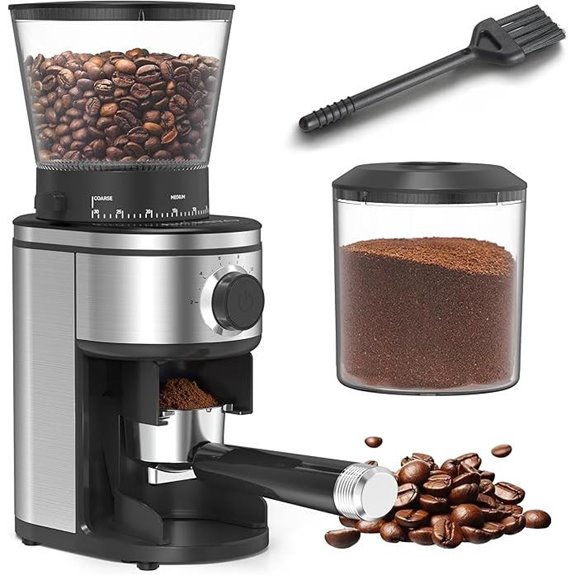 Electric Conical Burr Coffee Grinder with Adjustable Settings