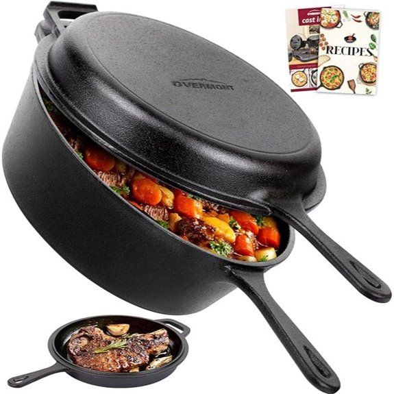 Overmont 10.5 Cast Iron Skillet with Lid