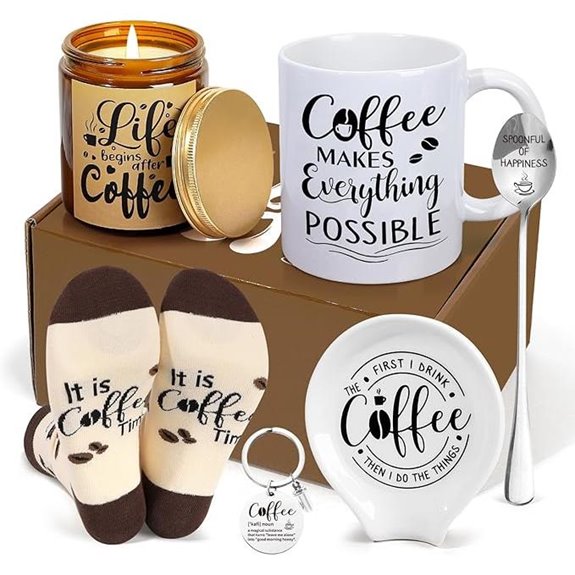 Coffee Gift Set with Mug Socks Keychain and More