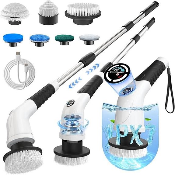 Cordless Electric Spin Scrubber with 7 Brush Heads