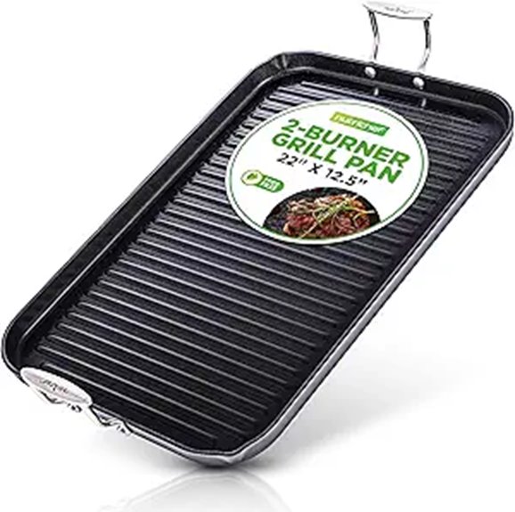 NutriChef Double Burner Non-Stick Grill & Griddle Pan