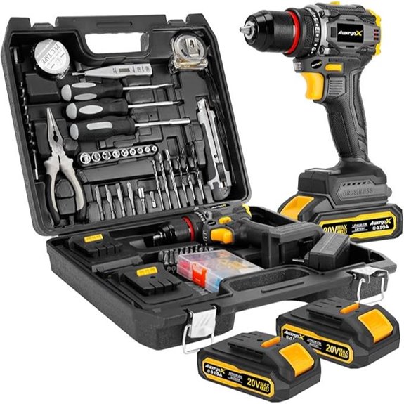 Cordless Drill Set with 2 Batteries and 135 Pieces