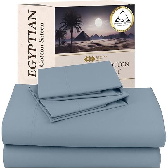 Egyptian Cotton King Bed Sheets Set Blue Hydrangea
