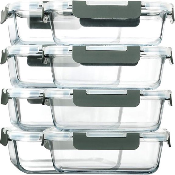 8-Pack 30 oz Glass Food Storage Containers