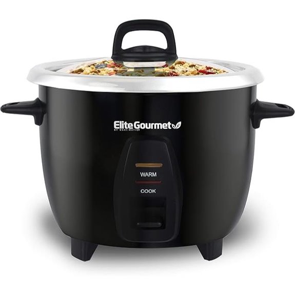Elite Gourmet 10-Cup Electric Rice Cooker with Steel Pot