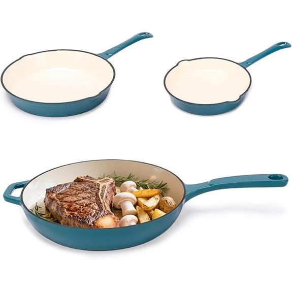 Hisencn Enameled Cast Iron Frying Pan Set (3 Pieces)
