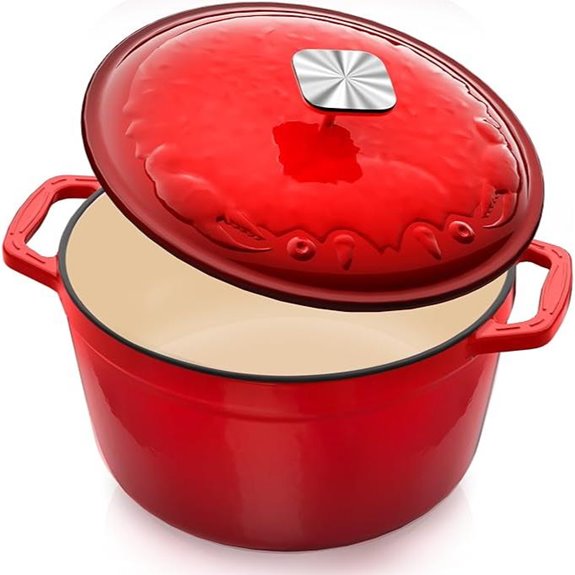 Enameled Cast Iron Dutch Oven with Crab Lid
