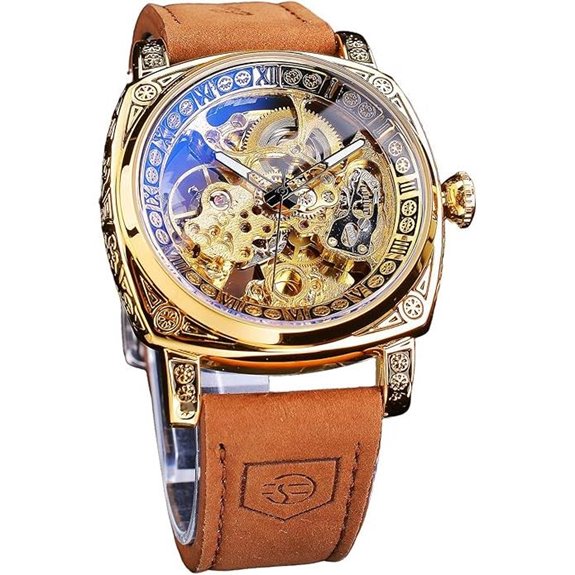 FORSINING Men's Square Skeleton Automatic Wristwatch
