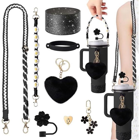 Stanley Cup Accessories Set: Straps Glitter Boot Pompom