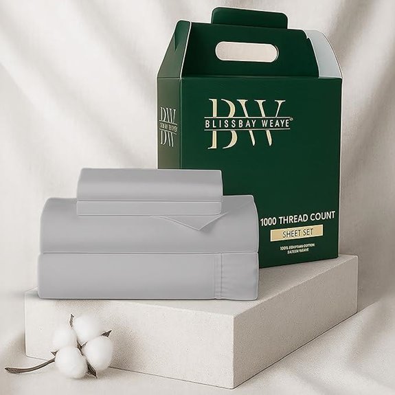 Egyptian Cotton Sheet Set King 4 Pieces Silver