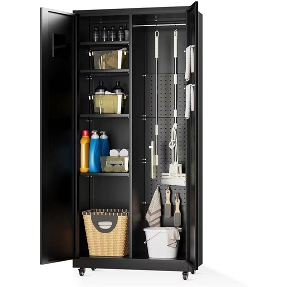 Metal Utility Storage Cabinet with Locking Doors