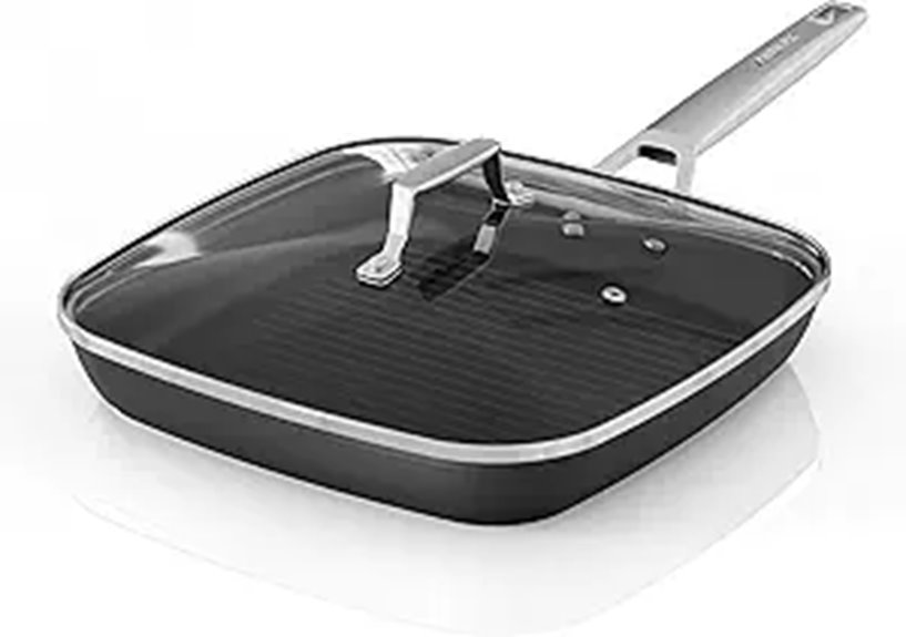 MsMk 9.5 Nonstick Grill Pan with Lid
