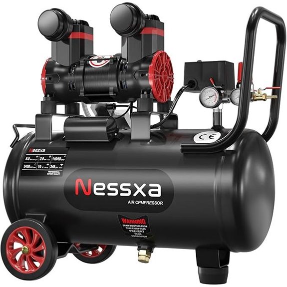 10-Gallon 2HP Quiet Oil-Free Air Compressor