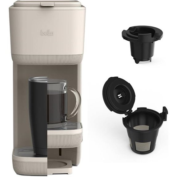 BELLA Single Serve Coffee Maker with Adjustable Drip Tray
