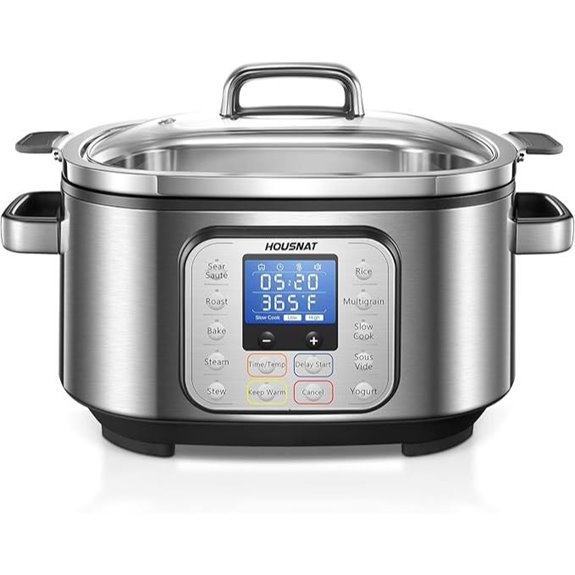 HOUSNAT 10-in-1 Programmable Stainless Steel Slow Cooker