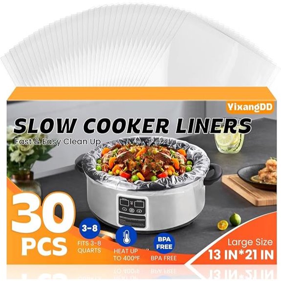 30 Pack Slow Cooker Liners BPA Free Fits 3-8 Quarts