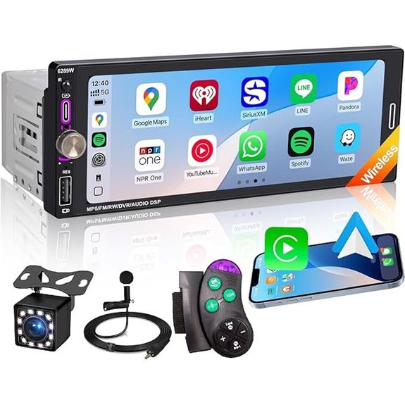 6.9 Car Radio with Wireless Apple CarPlay & Backup Camera