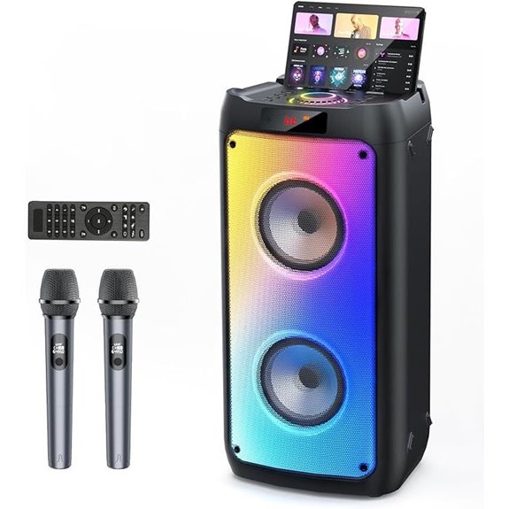 Karaoke Machine with Wireless Mic & Disco Lights