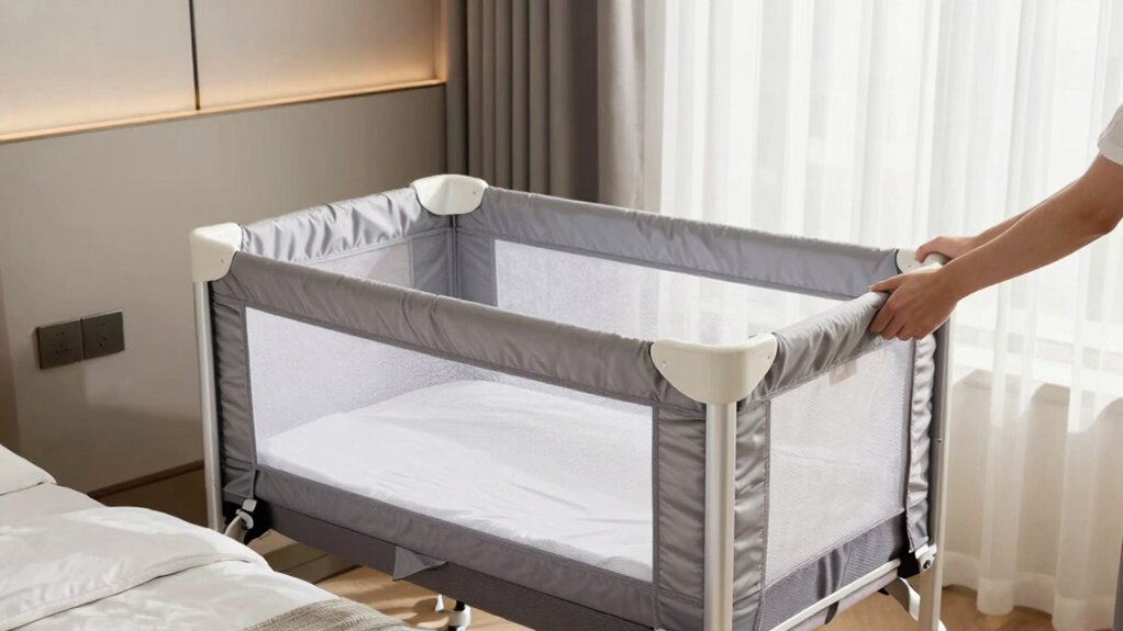 portable safe quick setup travel crib