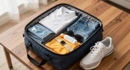 prepared weekend bag setup