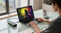 M5 Max MacBook Pro paired with RTX 5090 in an eGPU dock — runs Cyberpunk 2077 at over 100 FPS at max settings with frame generation