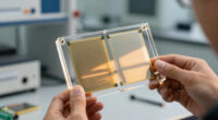Russia’s Mikron is selling framed test wafers with up to 120,000 processors as souvenirs — 12 designs, priced around $170 each, sold alongside $2 vials of cleanroom air