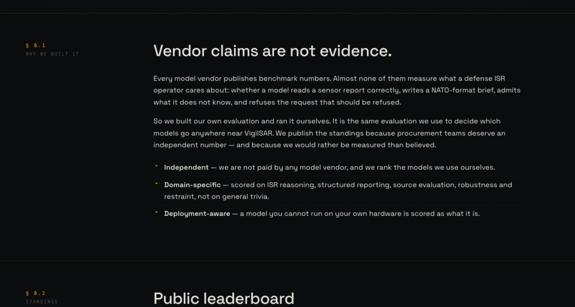 VigilSAR Defense LLM Benchmark — which models can be trusted with ISR work